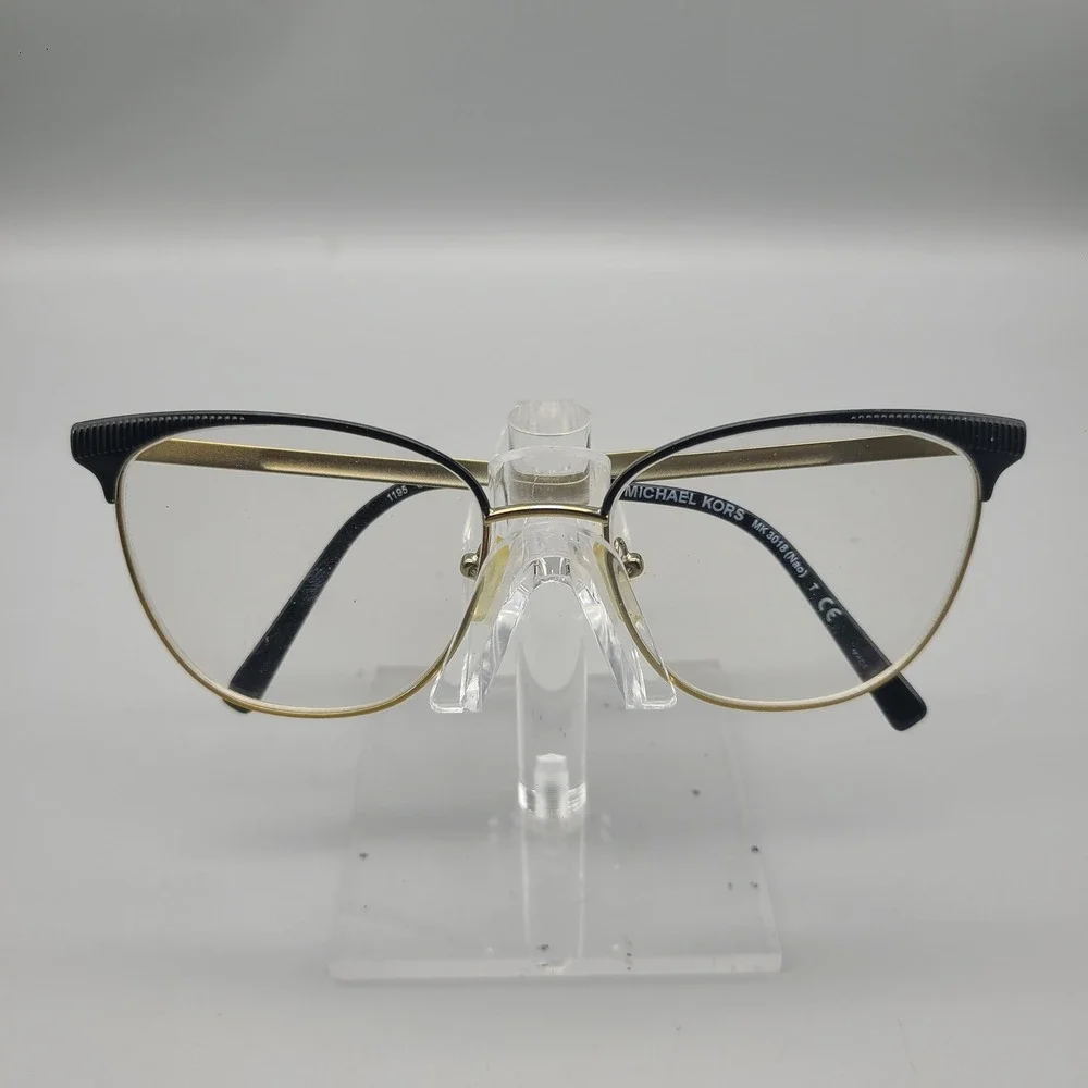 Michael Kors MK3018 Nao Eyeglasses Black Gold Cat Eye Frames 54-17-140 1195